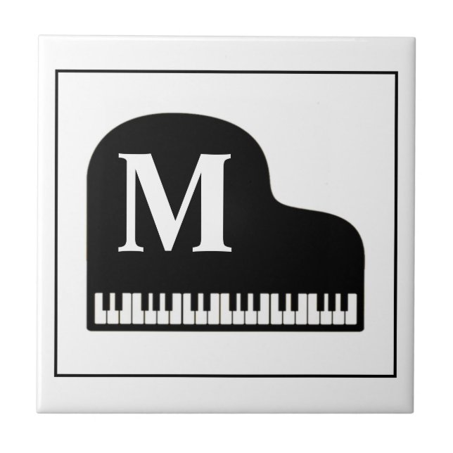 Carreau Grand Piano Monogram Pianiste noir et blanc (Devant)