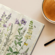 Grande aquarelle vintage de fleurs sauvages nature