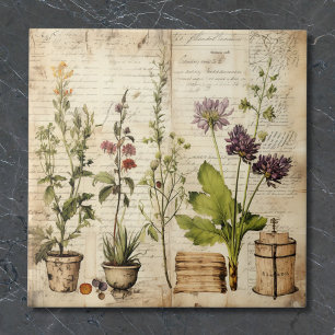 Carreau Grande aquarelle Vintage Fleur sauvage naturel