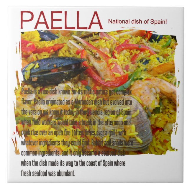 Carreau Grande Tuile en céramique Paella ! (Devant)