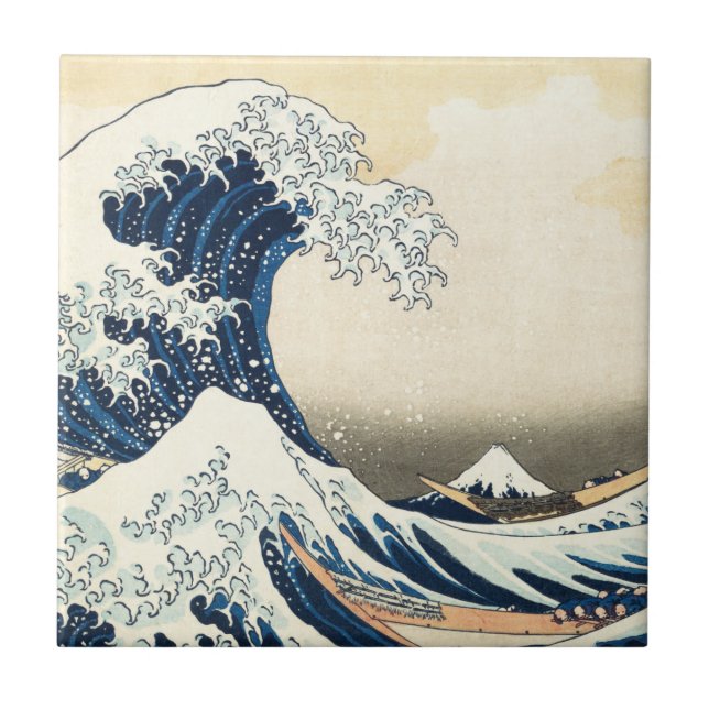 Carreau Grande vague de Kanagawa par Hokusai Art japonais (Devant)