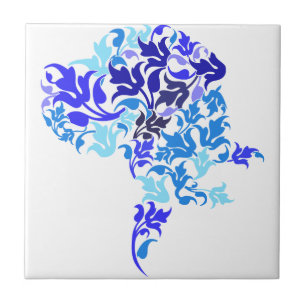 Carreau Grands Danois feuilles bleues