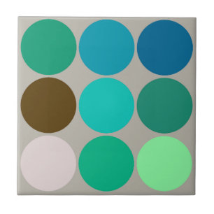 Carreau Grands points du milieu du siècle, turquoise et gr