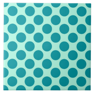 Carreau Grands points rétro - aqua et turquoise