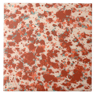 Carreau Granit motif rouge ocre et beige avec bleu gris