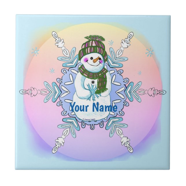 Carreau Granny Snowflake Snowman tile (Devant)