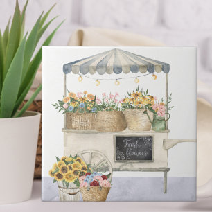 Carreau Graphique du marché aux fleurs aquarelle Art Cotta
