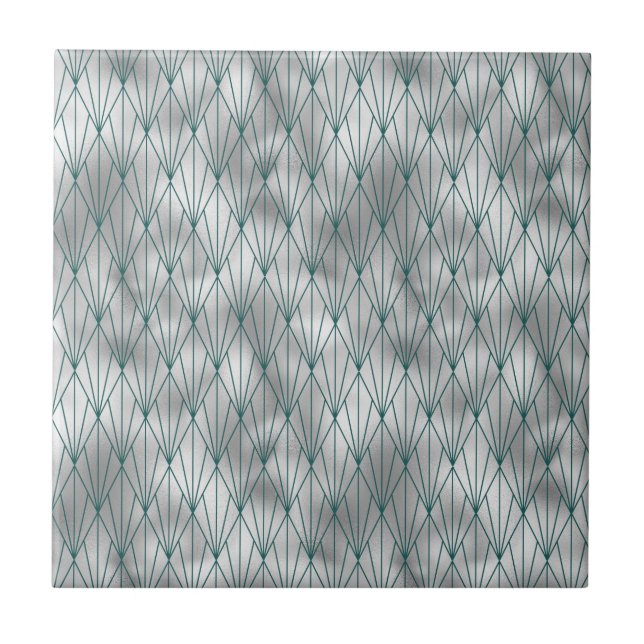 Carreau Graphique Turquoise Art Déco Argent (Devant)