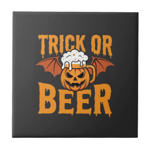 Carreau Graphisme de chauve-souris de citrouille de bière 