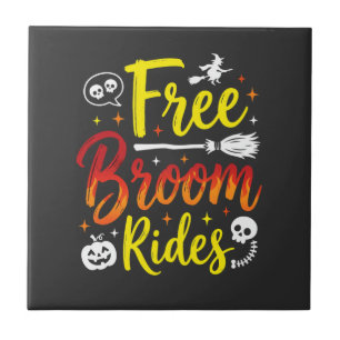 Carreau Graphisme de sorcière de Halloween à balai gratuit
