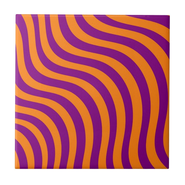 Carreau Gras Orange Purple Zebra Stria Printemps moderne (Devant)