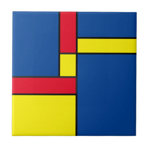 Carreau Gras rouge jaune et bleu couleur primaire géométri