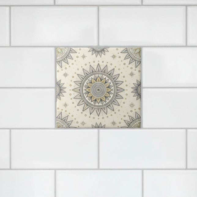 Carreau Gray Gold Mandala Pattern (Créateur téléchargé)