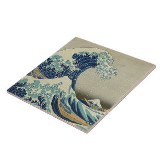 Carreau "Great Wave off Kanagawa" by Hokusai ceramic tile