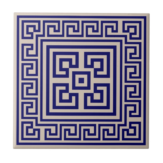 Carreau Grec Meander - Grec Key - Bleu et beige (Devant)