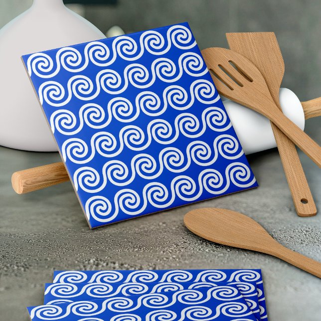 Carreau Grec Meander Key Waves Motif Bleu (Créateur téléchargé)