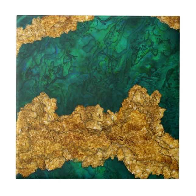 Carreau Green and Gold Mixed media abstract (Devant)