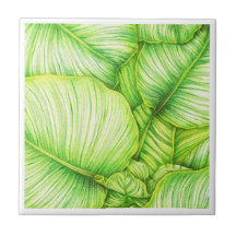 Green Botanical Ceramic Tile