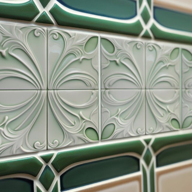 Carreau Green Calla Lily Backsplash Repro Art Nouveau (Créateur téléchargé)