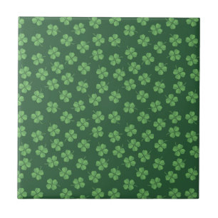 Carreau Green Celtic Irish Four Leafed Clovers St. Patrick