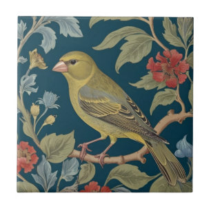 Carreau Greenfinch William Morris style L Green Finch Bird