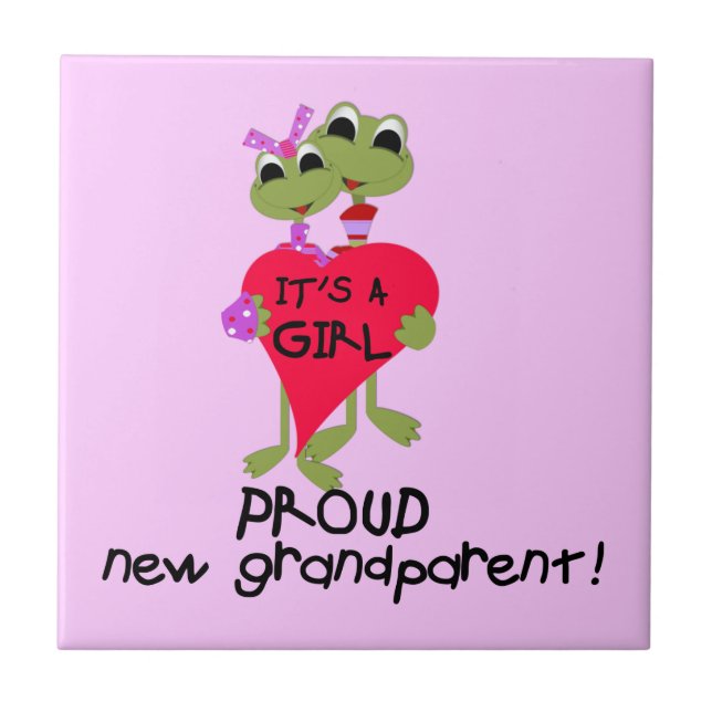 Carreau Grenouille Fière grand-parent des cadeaux de fille (Devant)