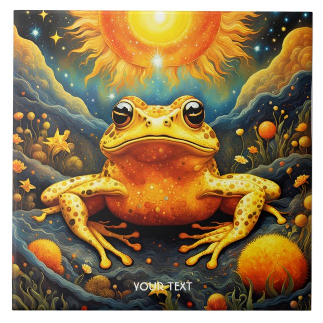 Carreau Grenouille jaune mignonne Imaginaire soleil (Devant)