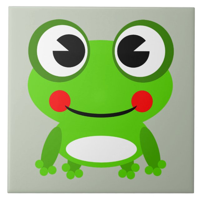 Carreau Grenouille mignonne de bande dessinée (Devant)