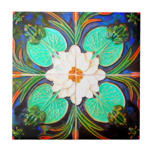 Carreau Grenouilles Art nouveau et pavé de nénuphars Azule