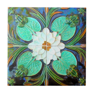 Carreau Grenouilles Art nouveau et pavé de nénuphars Azule