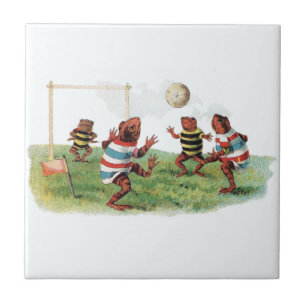 Carreau Grenouilles jouant au football