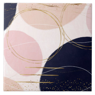 Carreau Grèves et cercles d'or modernes Conception rose m