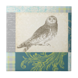 Carreau Grey Owl sur Arrière - plan Motif