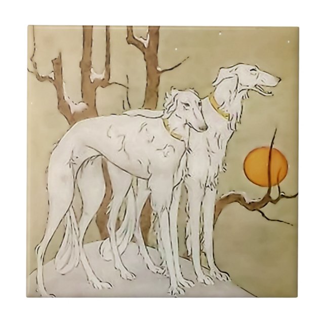 Carreau "Greyhounds in Winter" de Marjorie Miller (Devant)