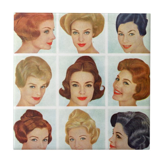 Carreau grille de coiffures des années 1960 (Devant)