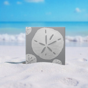 Carreau Gris clair et blanc Dollar de sable de plage tropi