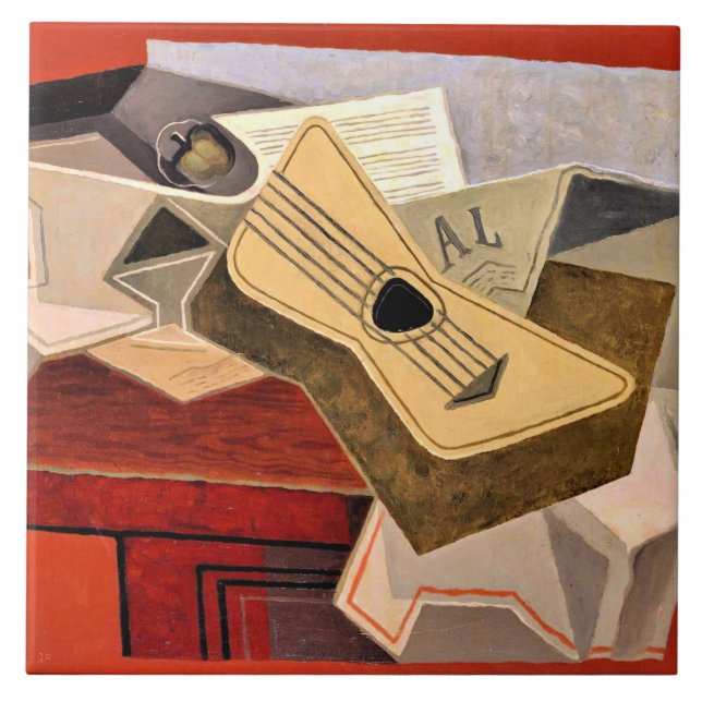 Carreau Gris - Guitare et journal (Devant)