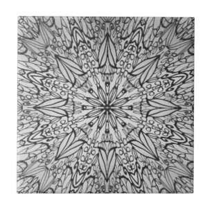 Carreau Gris noir blanc géométrique roulette en céramiq