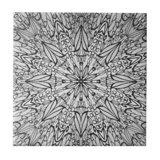 Carreau Gris noir blanc géométrique roulette en céramique (Devant)