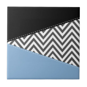 Carreau Gris Zigzag, Gris Chevron, Motif Zigzag, Bleu