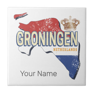 Carreau Groningen Pays-Bas Retro Carte Néerlandais Vintage