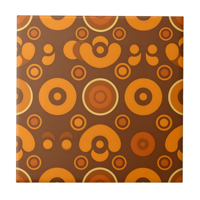Carreau Groovy Retro Circles Abstract Pattern 1970s  (Devant)