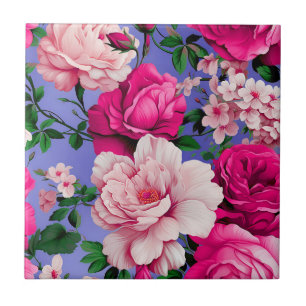 Carreau Grosse Fleur rose rétro