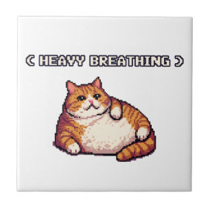 Carreau Grosse respiration grasse mème de chat pixel art