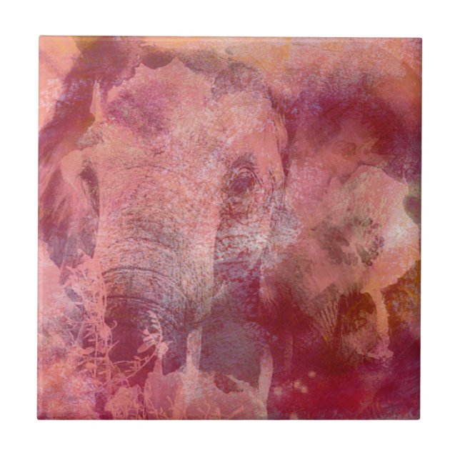 Carreau Grunge d'éléphant rose (Devant)