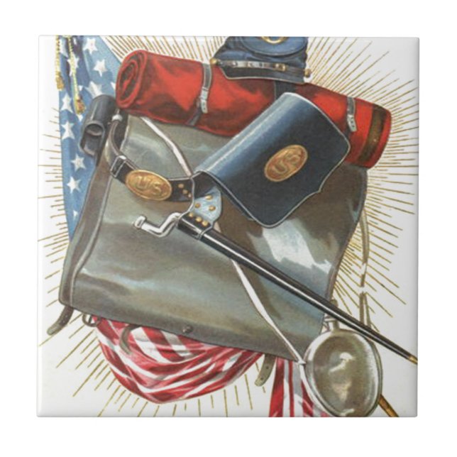 Carreau Guerre civile Drapeau américain Bayonet Canteen (Devant)