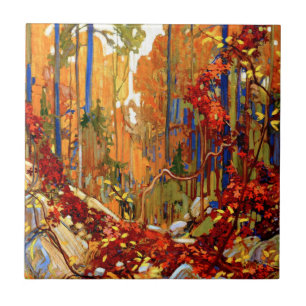 Carreau Guirlande d'automne, peinture colorée,