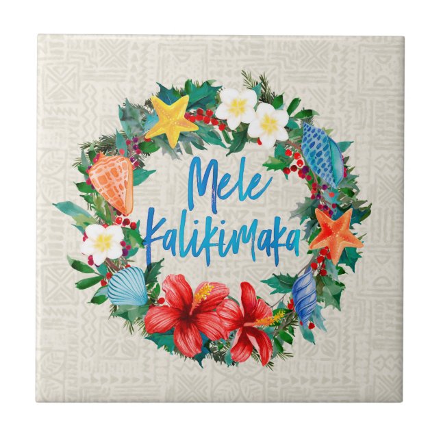 Carreau Guirlande hawaïenne de Noël de Mele Kalikimaka (Devant)