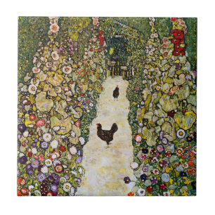 Carreau Gustav Klimt - Chemin du jardin avec poulets
