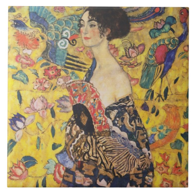 Carreau Gustav Klimt Lady With Fan Art Nouveau Painting (Devant)